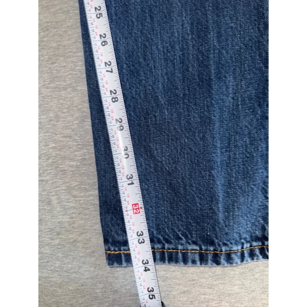Levi 505 Mens Regular Straight Fit Blue Jeans Dark Wash Workwear Size 38x34